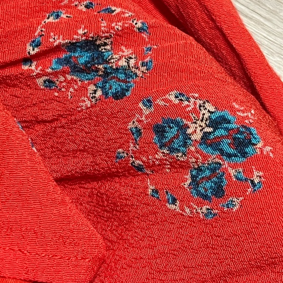 Free People FP Orange Floral Mockingbird Flowy Romantic Dress Size 0 - Picture 7 of 10